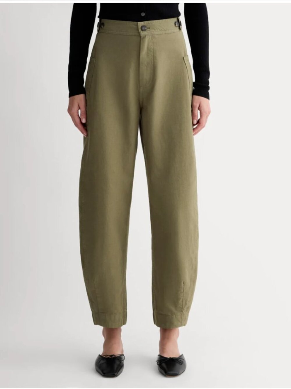 NWT Everlane The Fatigue Barrel Pant, Kalamata, Size 8, 94% Organic and 6% Linen - Picture 2 of 10